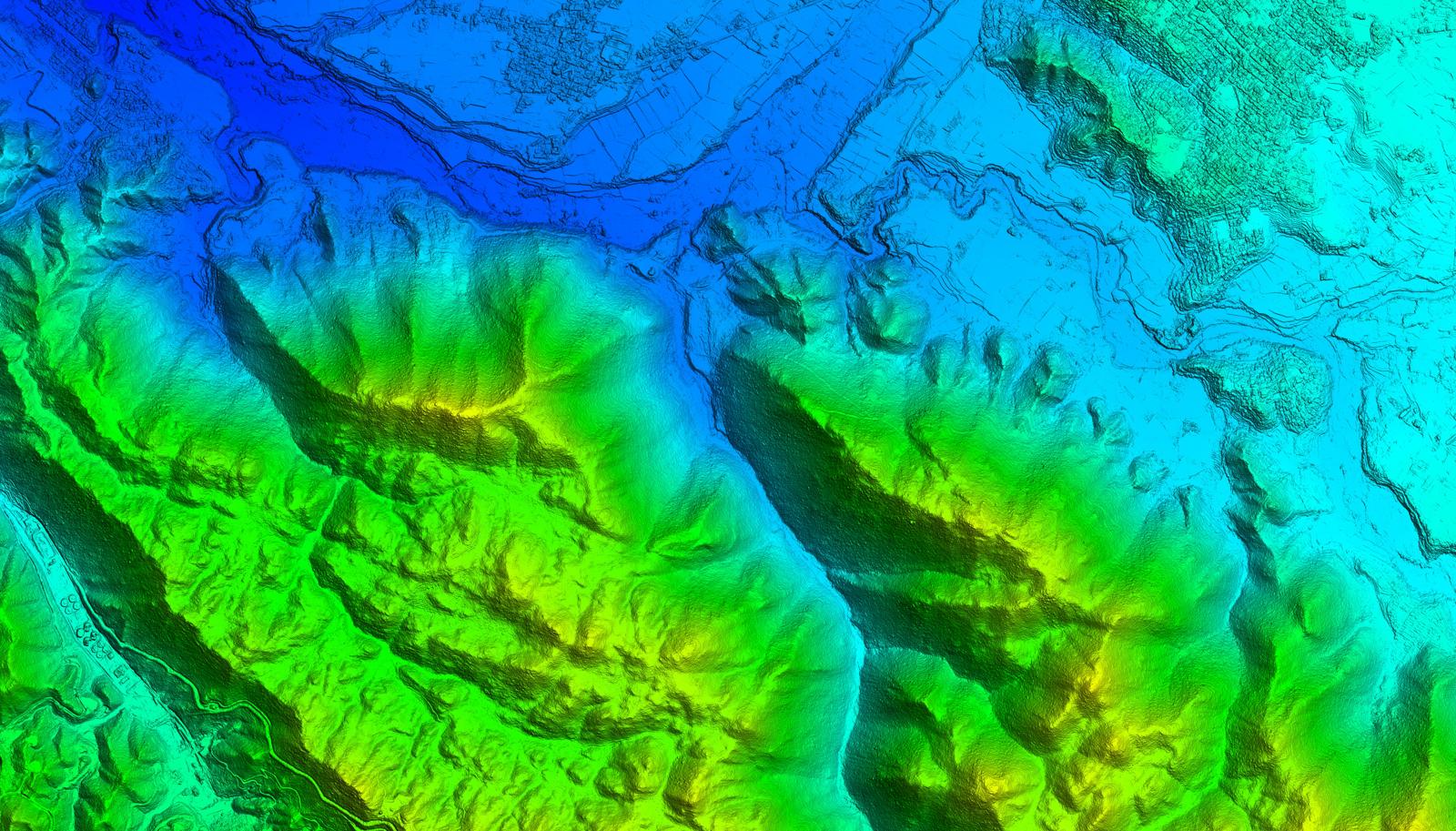 Colorful topographic map showing elevation changes.